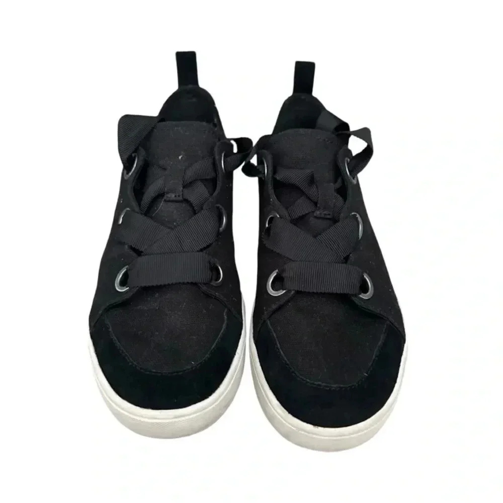 Koolaburra UGG Penley Sneakers Black Ribbon Lace-Up Ortholite‎ Suede Shoes 7.5